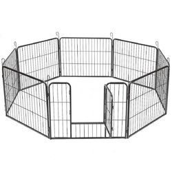 8 Metal Panel Heavy Duty Pet Dog Safety Gate Playpen