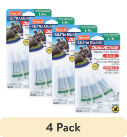 (4 pack) Hartz UltraGuard Dual Action Flea & Tick Topical for Small Dogs 5-14lbs, 3 Monthly Treatments