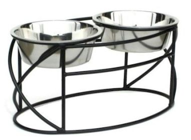 Oval Cross Double Raised Feeder (Option: Small  White)
